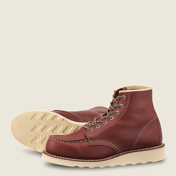 Red Wing Heritage Boots 6-inch Classic Moc - Short Atanado Leather - Burgundy - Womens FIR928750